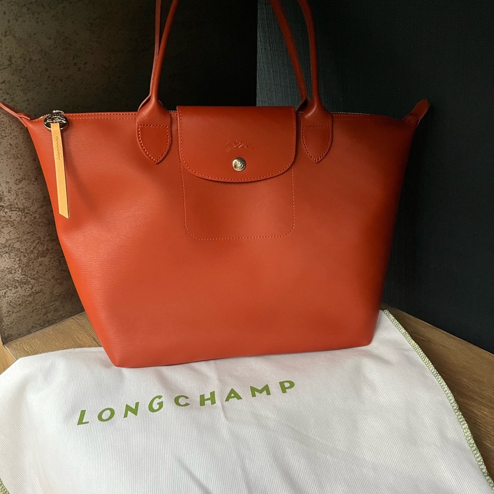 Longchamp Le Pliage City Medium Shoulder Tote Bag Terracotta
